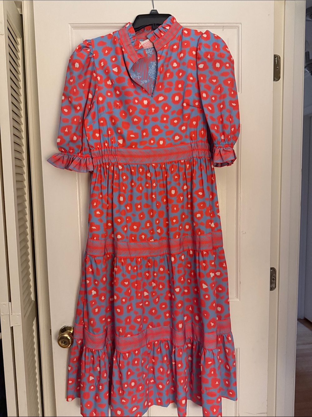 Gretchen Scott Designs Blue & Coral Printed Tiered Maxi Dress